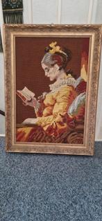 Vintage Wandtapijt Dame Lezend, Ophalen of Verzenden