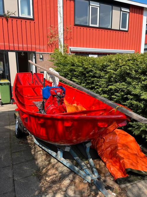 Schippersvletje 4,50 x1,75 met harz 1cil 10 pk, Watersport en Boten, Sloepen, Gebruikt, Tot 10 pk, 3 tot 6 meter, Binnenboordmotor