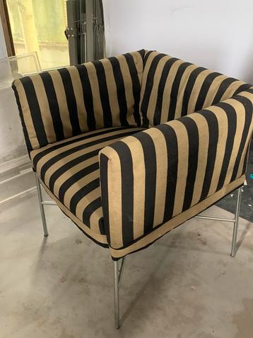Vintage design fauteuil stof chromen frame beschikbaar voor biedingen
