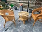 Twee stoel en tafel met glasplaat, Ophalen of Verzenden, Gebruikt