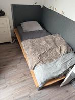1 persoons bed 90x200, Ophalen, 90 cm, Eenpersoons, Bruin