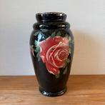 Zeldzame Antieke Booms Glazen Rozensteker Vaas, Bloem Decor, Gebruikt, Zwart, Ophalen of Verzenden, Glas