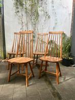 4 vintage spijlen eettafelstoelen, Huis en Inrichting, Stoelen, Ophalen, Gebruikt, Hout, Vier