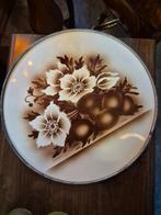 Vintage decoratieve schotel met bloemen en fruit, Ophalen of Verzenden