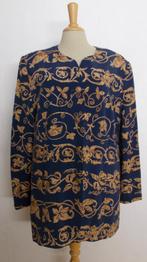 Mooi donkerblauw/bruin batik look print jasje! 48, Jasje, Blauw, Zo goed als nieuw, Maat 46/48 (XL) of groter