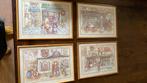 Nostalgische schilderijen 4stuks 40 X 30 cm, Huis en Inrichting, Woonaccessoires | Schilderijen, Tekeningen en Foto's, Minder dan 50 cm