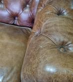 Cognac leren Chesterfield bank + BEZORGING GRATIS, Gebruikt, Onbekend, Driepersoons, Ophalen of Verzenden