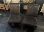 2 Eetkamerstoelen met Wieltjes, Huis en Inrichting, Fauteuils, Stof, Minder dan 50 cm, Gebruikt, Minder dan 75 cm