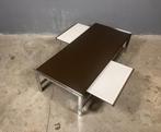 Vintage Salontafel Chroom Bruin Seventies, Ophalen, Gebruikt, 50 tot 100 cm, 50 tot 100 cm