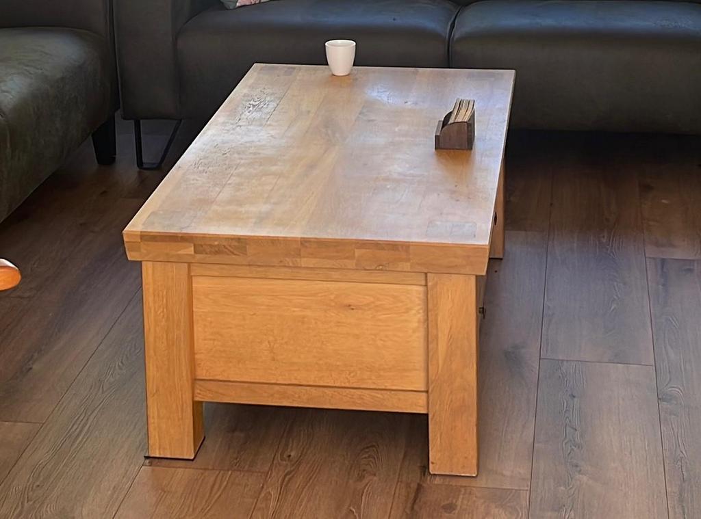 Salontafel met lades, Huis en Inrichting, Tafels | Salontafels, Ophalen, Gebruikt, 100 tot 150 cm, 50 tot 100 cm