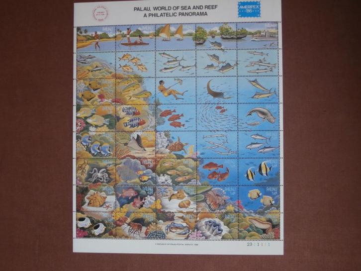 PALAU 1986; vel (40) KORAALRIF MET VISSEN, Postzegels en Munten, Postzegels | Thematische zegels, Postfris, Dier of Natuur, Verzenden