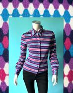 Vintage jaren 70 blouse multi colour maat S, Overige kleuren, Verzenden, Vintage, Maat 36 (S)