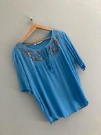 Blauwe blouse met borduurwerk M/L, Ophalen of Verzenden, Zo goed als nieuw, Maat 38/40 (M), Blauw
