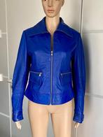 H981 Echt-leren jasje maat 38=M blazer colbert blauw leer