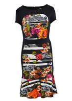 Joseph Ribkoff elegant zwart/fleurige stretch jurk mt 42, Overige kleuren, ., Maat 42/44 (L), Joseph Ribkoff