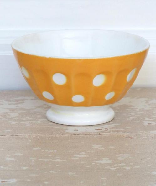 Franse spoelkom Sarreguemines  polkadots geel, Antiek en Kunst, Curiosa en Brocante, Ophalen of Verzenden
