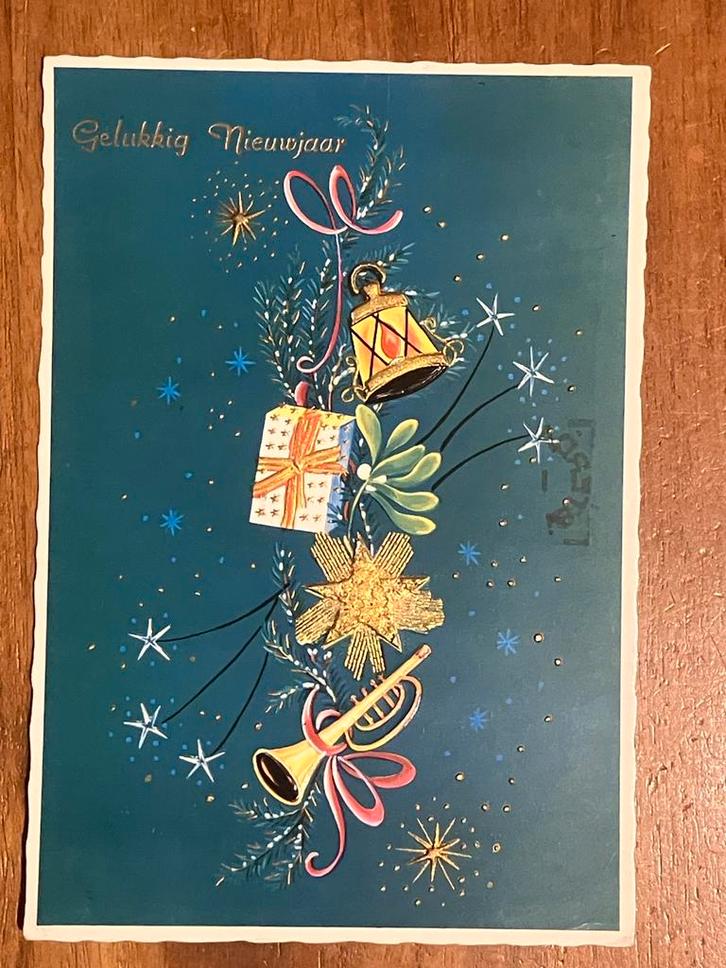 Reliëf kaart Gelukkig Nieuwjaar 1966, Verzamelen, Ansichtkaarten | Themakaarten, Gelopen, 1960 tot 1980, Feest(dag), Ophalen of Verzenden