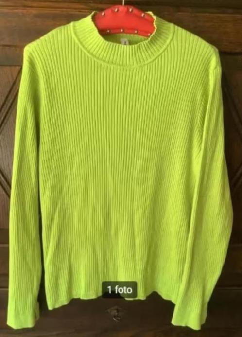 Groene top, longsleeve lage col, ribtop, ribstof, L; Everme, Kleding | Dames, Tops, Zo goed als nieuw, Maat 42/44 (L), Groen, Lange mouw