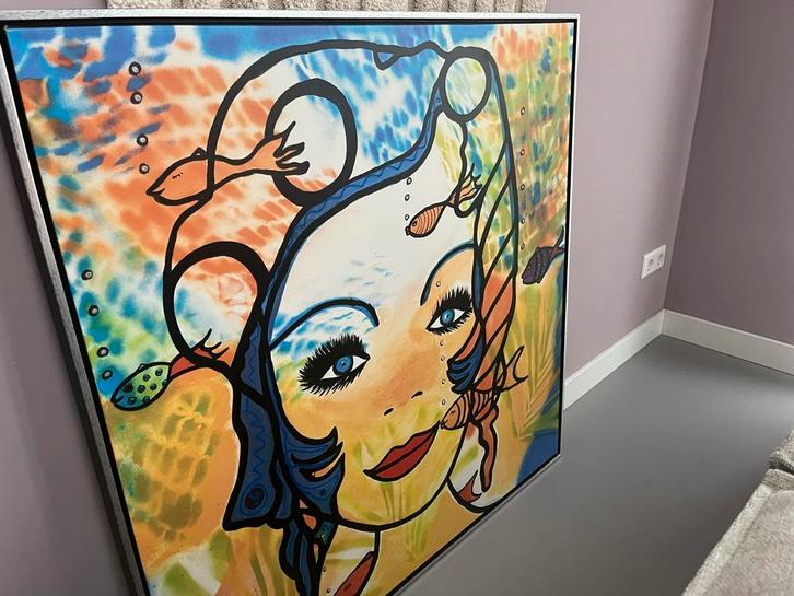 Kleurrijk schilderij Josien Broeren - Zeefdruk, Antiek en Kunst, Kunst | Schilderijen | Abstract, Ophalen