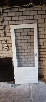 Hardhouten deur met glas., Ophalen of Verzenden, Glas, Binnendeur, 200 tot 215 cm