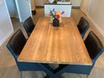 Zwarte leren eetkamerstoelen - 4 stuks, Huis en Inrichting, Stoelen, Ophalen, Gebruikt, Zwart, Leer