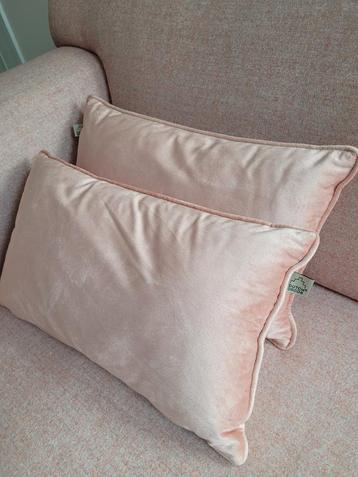 Zalmroze Fluwelen Kussens - 2 stuks beschikbaar voor biedingen
