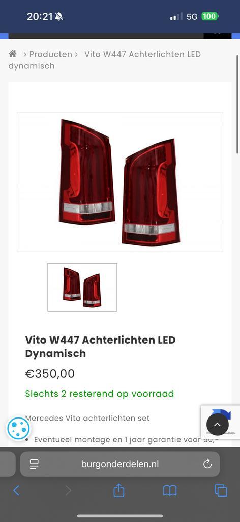 V klasse Vito W447 Achterlichten LED Dynamisch, Auto-onderdelen, Verlichting, Mercedes-Benz, Gebruikt, Ophalen of Verzenden