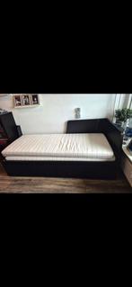 Bruin zwart Ikea 2 persoons bed Flekka met 2 grote lades, Ophalen, Verstelbaar, Bruin, 210 cm