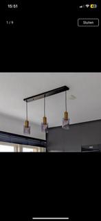 Hanglamp zwart met goud en glas, Huis en Inrichting, Ophalen, Zo goed als nieuw, Glas, Minder dan 50 cm