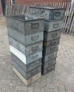 Authentieke zinken bakken van Philips, opbergbak, stapelbaar, Ophalen of Verzenden, Gebruikt, 50 tot 100 mm, Overige typen