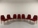 7 rode leren stoelen (Robos Contract Furniture), Huis en Inrichting, Ophalen, Gebruikt, Leer, Vijf, Zes of meer stoelen