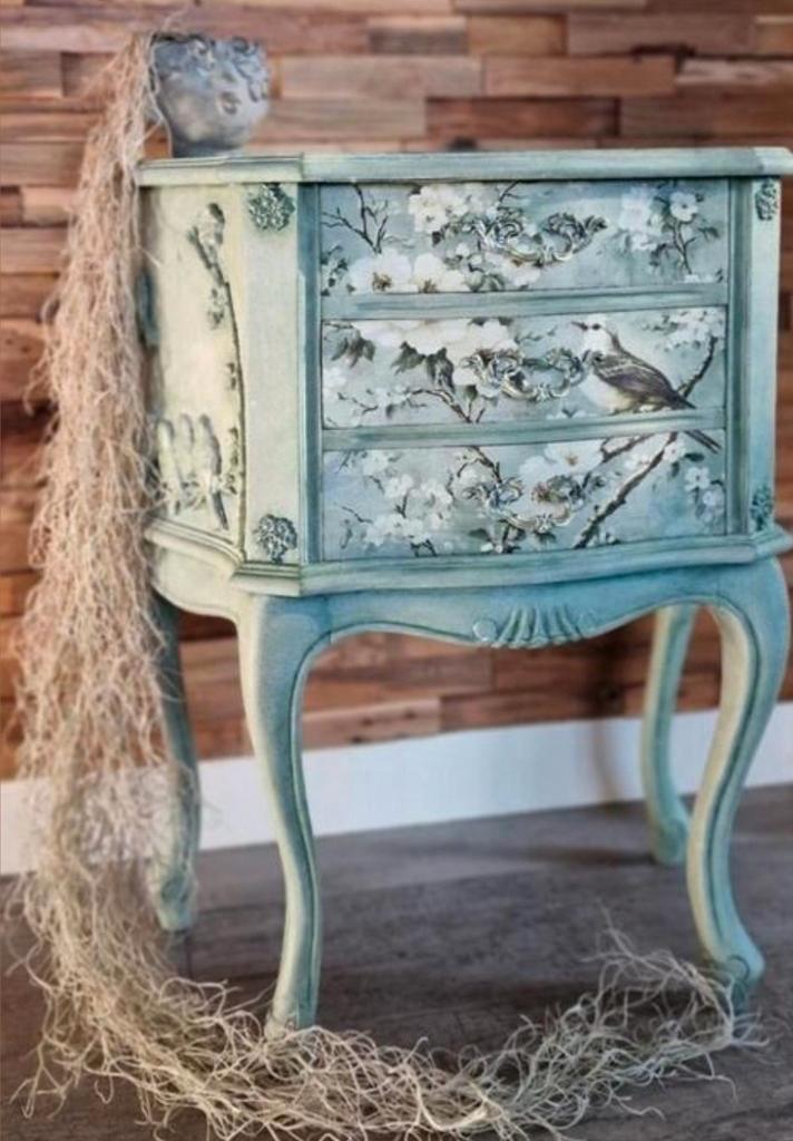 Nachtkastje Halkastje ladekastje bijzettafeltje gerestyled, Huis en Inrichting, Slaapkamer | Nachtkastjes, Zo goed als nieuw, 55 tot 70 cm