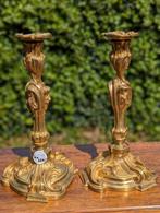 2 antieke bronzen kaarsen kandelaars. 30 cm   €350, Antiek en Kunst, Zilver, Ophalen