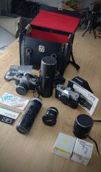 Canon AE-1 en Canon FTb + 2 x lens en toebehoren, Audio, Tv en Foto, Fotocamera's Analoog, Ophalen, Gebruikt, Spiegelreflex, Canon