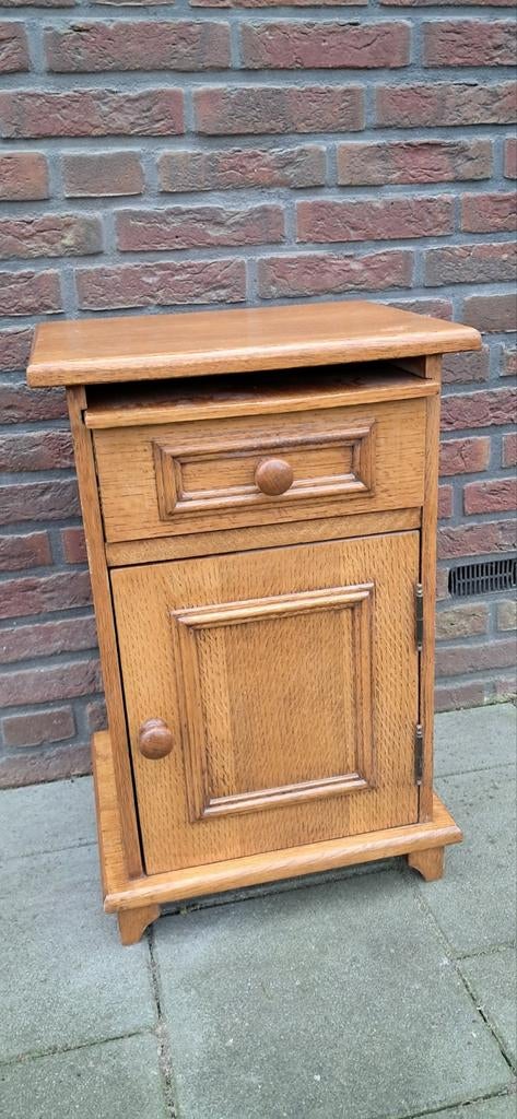 Massief Houten Kastje met Uitschuifplank - 63x39x33cm, Ophalen, Minder dan 50 cm, Met deur(en), Landelijk