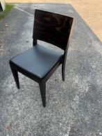 Houten horeca stoel met echt lederen zitvlak, Ophalen, Gebruikt, Zwart, Hout