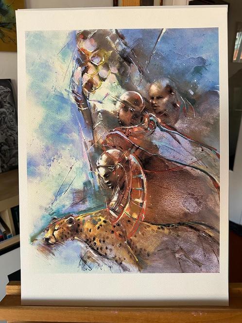 Kunstwerk 'Masai-strijders Kenia', van Marion van Nieuwpoort, Antiek en Kunst, Kunst | Schilderijen | Modern, Verzenden