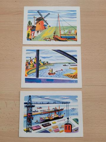 3x Ansicht kaart briefkaart zomerzegel A. Sevenster haven beschikbaar voor biedingen