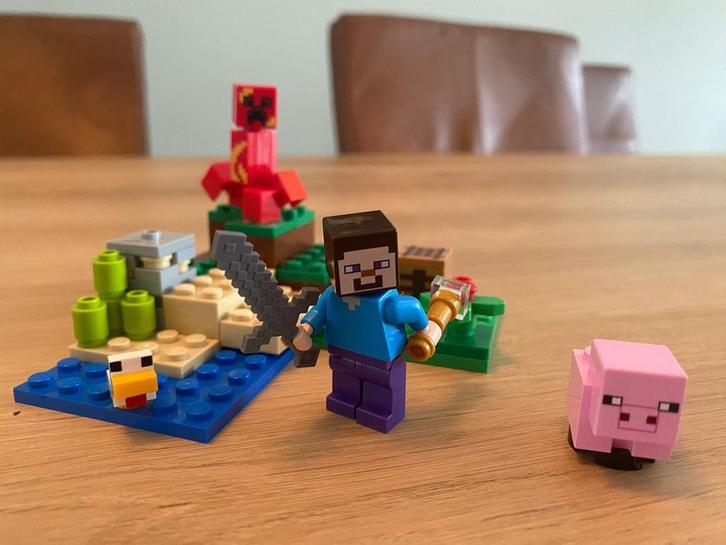 LEGO Minecraft - De Creeper hinderlaag, Kinderen en Baby's, Speelgoed | Duplo en Lego, Zo goed als nieuw, Lego, Complete set, Ophalen of Verzenden