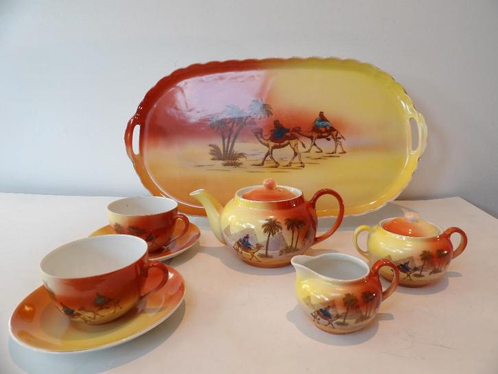 Art Deco Koffie/Theeset Victoria, porselein, Antiek en Kunst, Antiek | Servies compleet, Ophalen of Verzenden