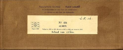 Topografische kaart - Almen No 434 - Uitgave 1913, Boeken, Atlassen en Landkaarten, Gelezen, Landkaart, Nederland, 1800 tot 2000