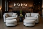 Fauteuil Draaibaar 360 met Hocker Beige Love seat E-7216, Huis en Inrichting, Hout, 75 tot 100 cm, Ophalen of Verzenden, Mwonenenslapen@ziggo.nl