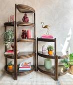 Vintage manou rotan kasten vitrine boekenkasten etagere, Ophalen, -, -, Zo goed als nieuw