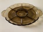 art deco persglas schaal/snackschaal 7 vaks ster gravering, Ophalen of Verzenden