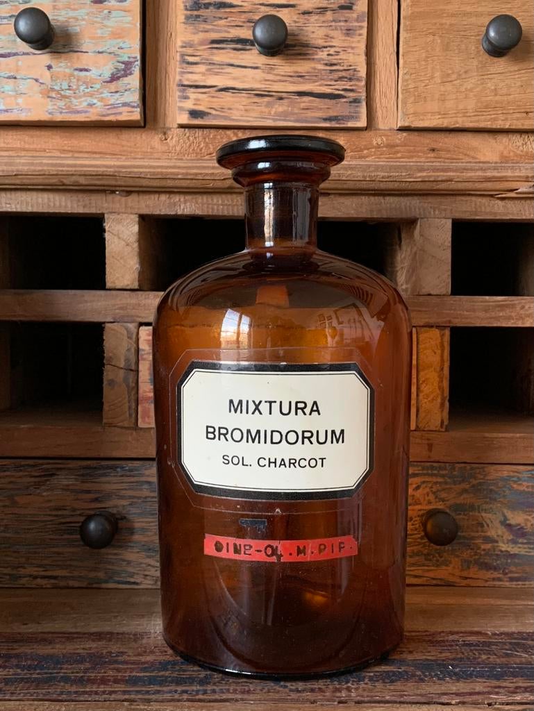Oude apothekerspot, apothekersfles - Mixtura Bromidorum, Antiek en Kunst, Curiosa en Brocante, Ophalen of Verzenden