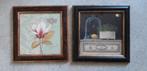 te koop 2 leuke schilderijen Magnolia en stolp op ladekastje, Minder dan 50 cm, Nieuw, Ophalen of Verzenden, Schilderij