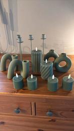 Leuke groene set, Huis en Inrichting, Woonaccessoires | Kandelaars en Kaarsen, Ophalen of Verzenden, Zo goed als nieuw, Overige materialen