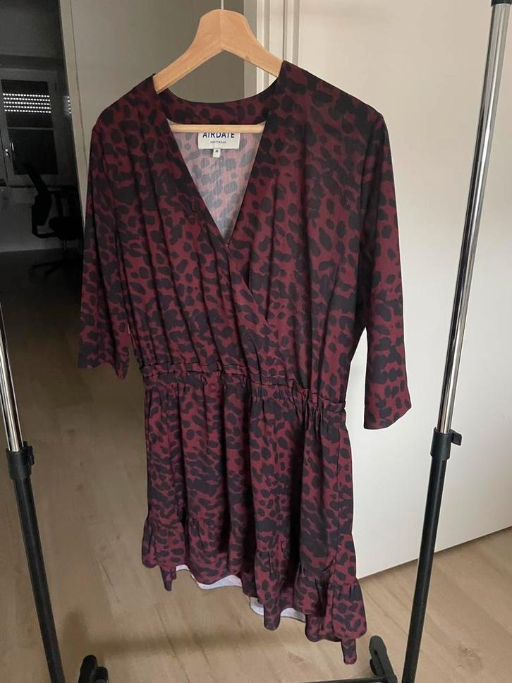 Airdate Jurk - Maat M - Bordeaux/Zwart, Kleding | Dames, Jurken, Zo goed als nieuw, Maat 38/40 (M), Rood, Boven de knie, Ophalen of Verzenden