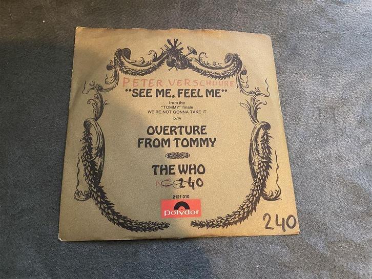 the Who see mee feel me overture from tommy single [1098], Cd's en Dvd's, Vinyl Singles, Zo goed als nieuw, Pop, Ophalen of Verzenden