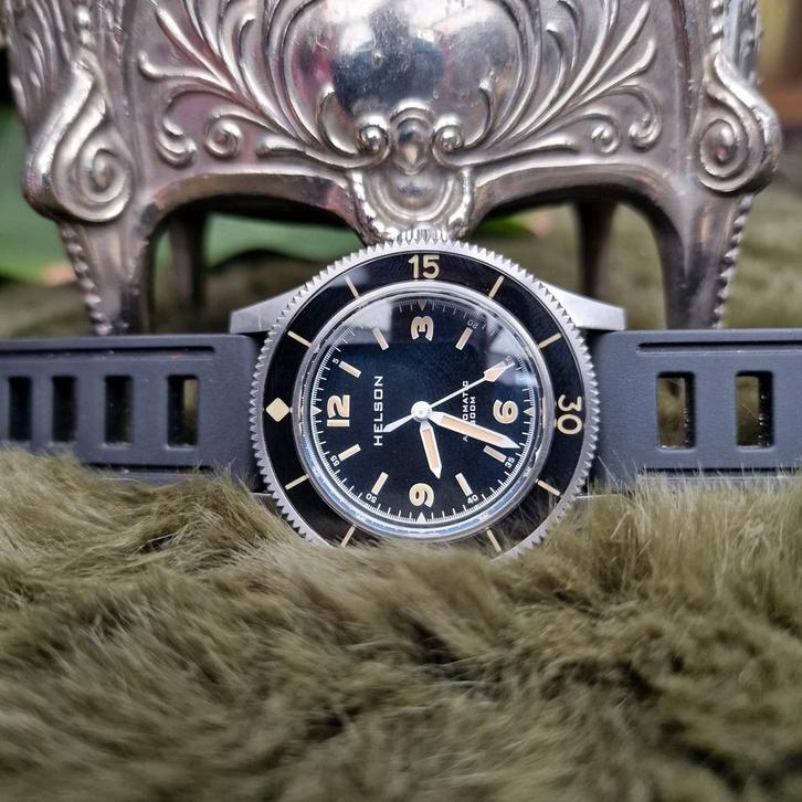 Helson Skindiver Steel, Sieraden, Tassen en Uiterlijk, Horloges | Heren, Zo goed als nieuw, Overige merken, Staal, Staal, Ophalen of Verzenden